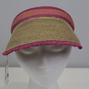 August Hats Colorblocked Frayed Visor Pink